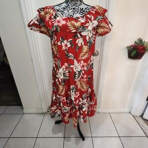 Hawaiian mumu dress tropical off the shoulder  dress